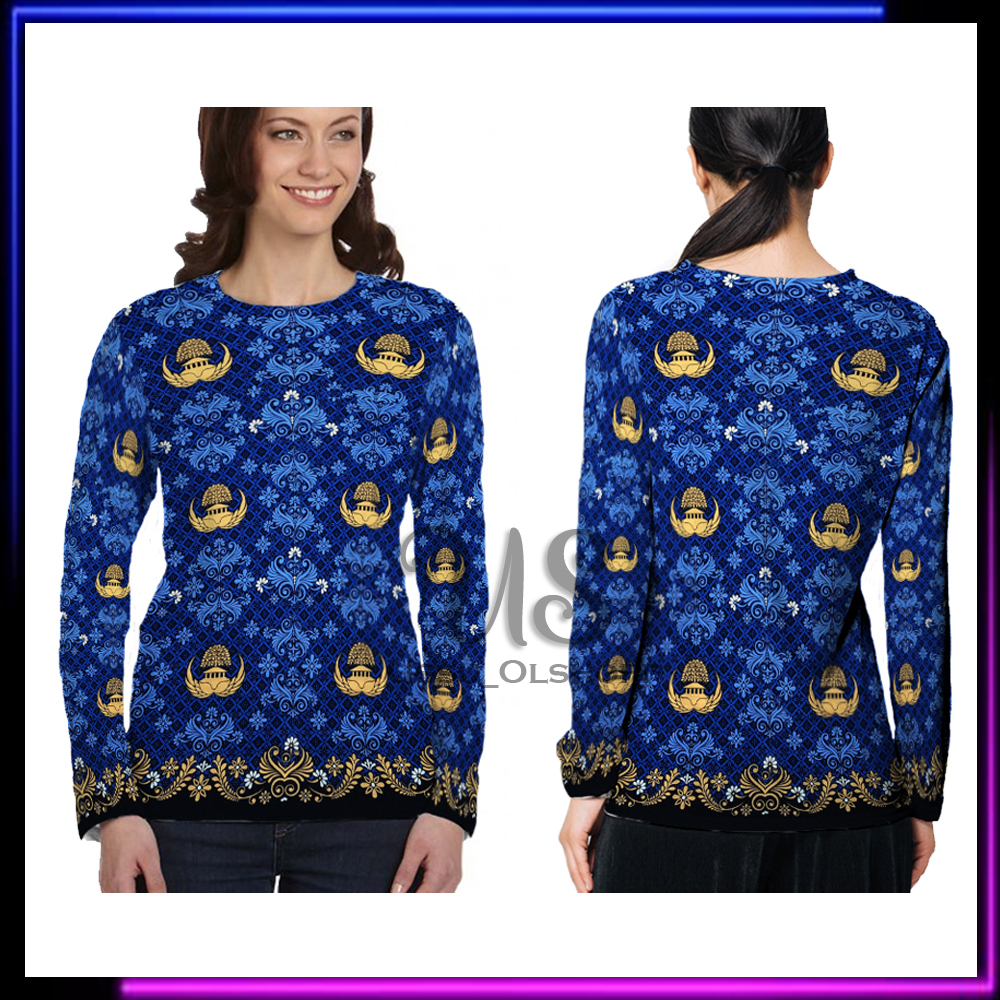 Baju Korpri | Baju Korpri Wanita | Batik Korpri terbaru | Seragam Korpri Lengan Panjang Fullprint