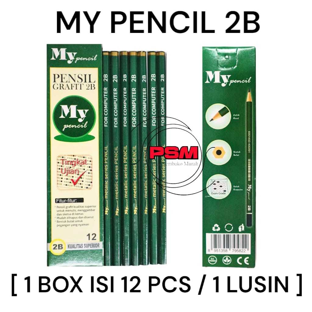 

PSM ~ Pencil 2B Hijau Murah / Pensil Kayu MyPencil Komputer [ISI 12 PCS]