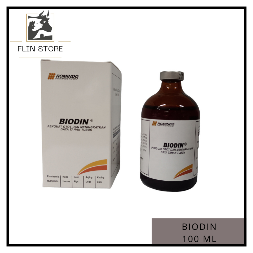 Biodin Injeksi ATP 100 ml – Penguat otot stamina dan daya tahan tubuh hewan sapi kambing kuda babi