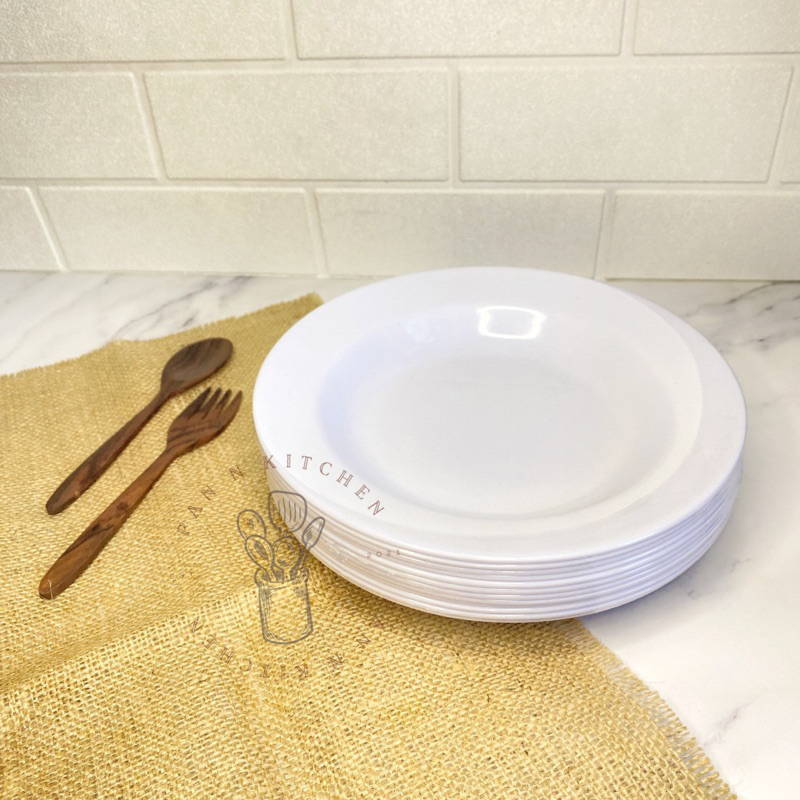 Piring Melamine Polos Putih Warna 9 in / Piring Makan Polos/ Piring Resto Depot Rumah