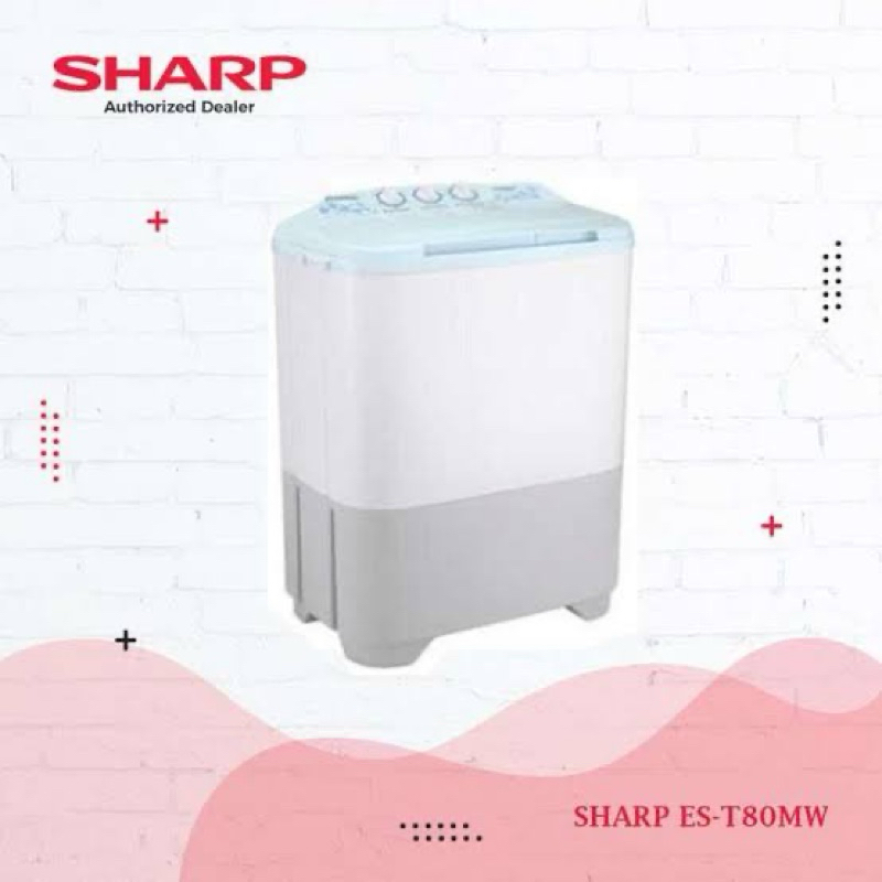 MESIN CUCI 2 TABUNG SHARP 80MW 8 KG LOW WATT CUCI DAN KERING / MESIN CUCI SHARP 2 TABUNG 8 KG LOW WA