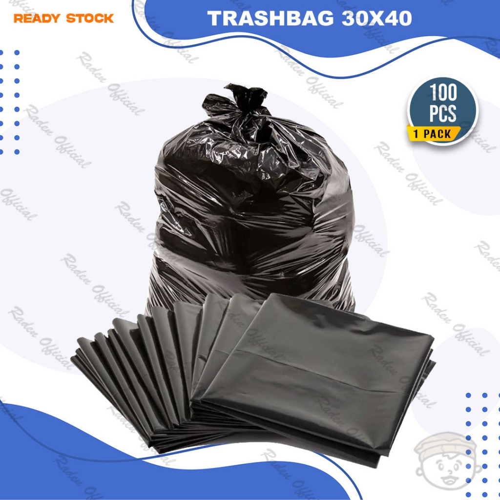 Plastik Sampah TRASH BAG Kantong Sampah Hitam Ukuran 30X40