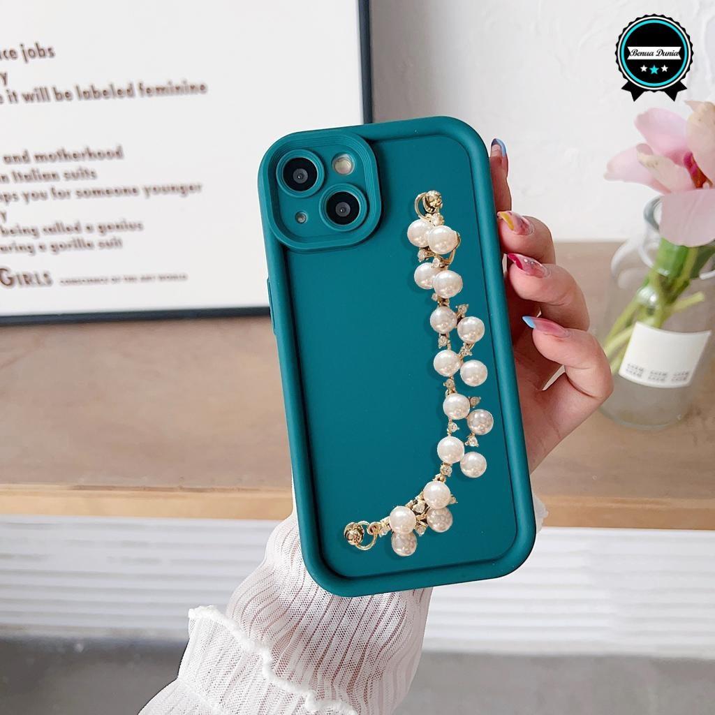 Gc95 Case Casing Silikon Matte Rose Pearl Chain Grip - Casing Hp Compatible For Iphone 12 12 Pro 12 