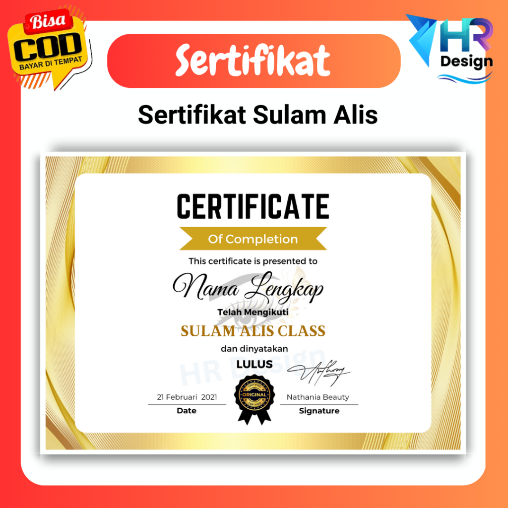 

Cetak sertifikat Sulam Alis Course Sertifikat Kursus Kecantikan