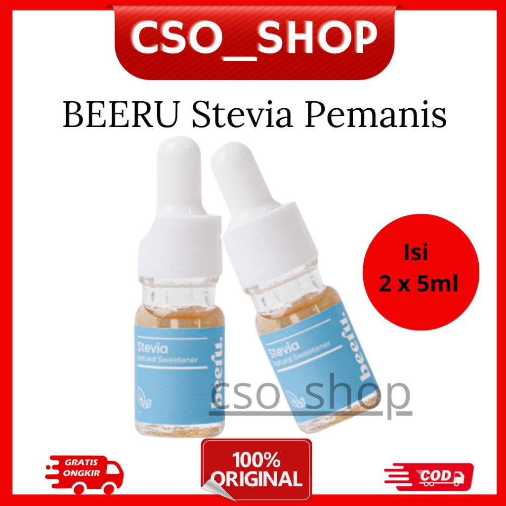 

(2 PCS) BEERU Stevia Natural Sweetener - Pemanis Alami Rendah Gula Isi 5ml