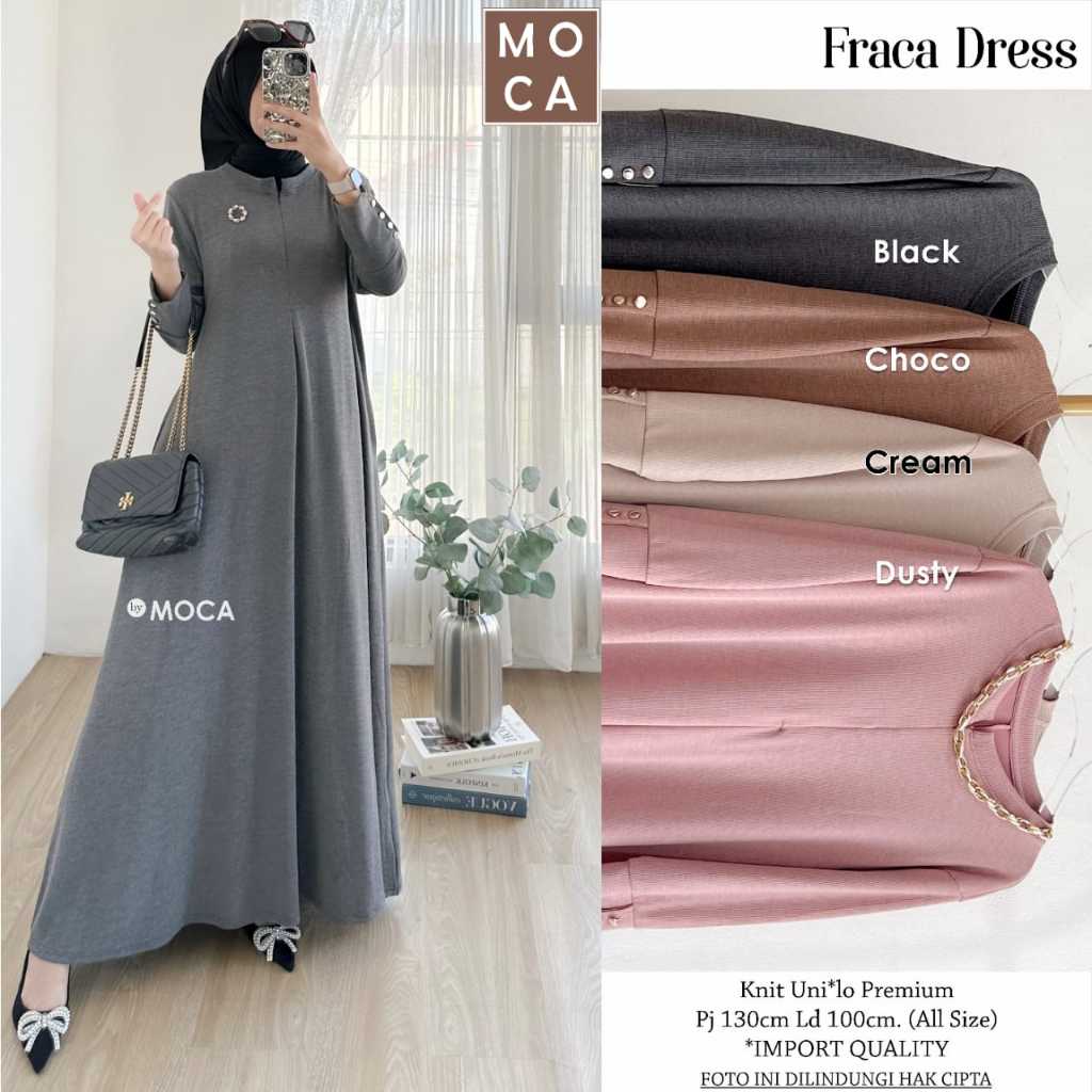[LD 100] LEBSI MAXY DRESS GAMIS PESTA POLOS WANITA PREMIUM BAHAN KNIT UNIQLO ORI BY MOCA