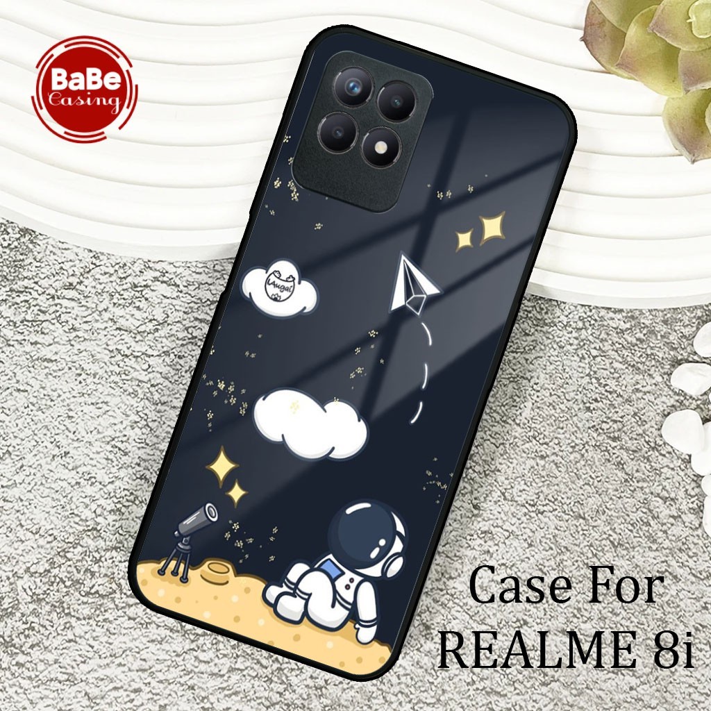 Case Realme 8i Terbaru - Casing Realme 8i - Motif Astronot Hardcase Premium Glossy - Softcase Hp Rea