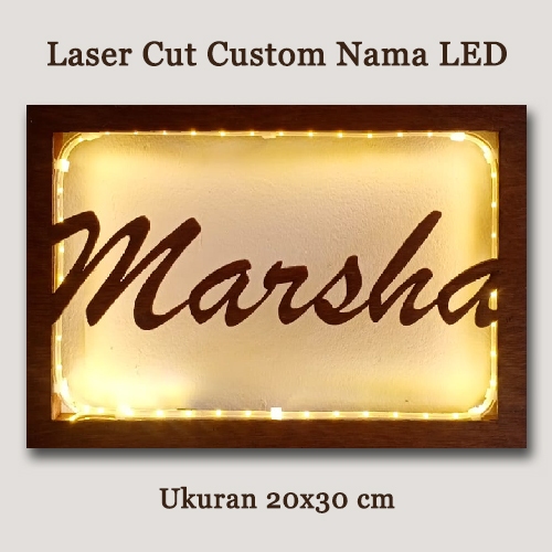 Laser Cut Nama lLED Plywood Custom Hiasan Dinding Kayu