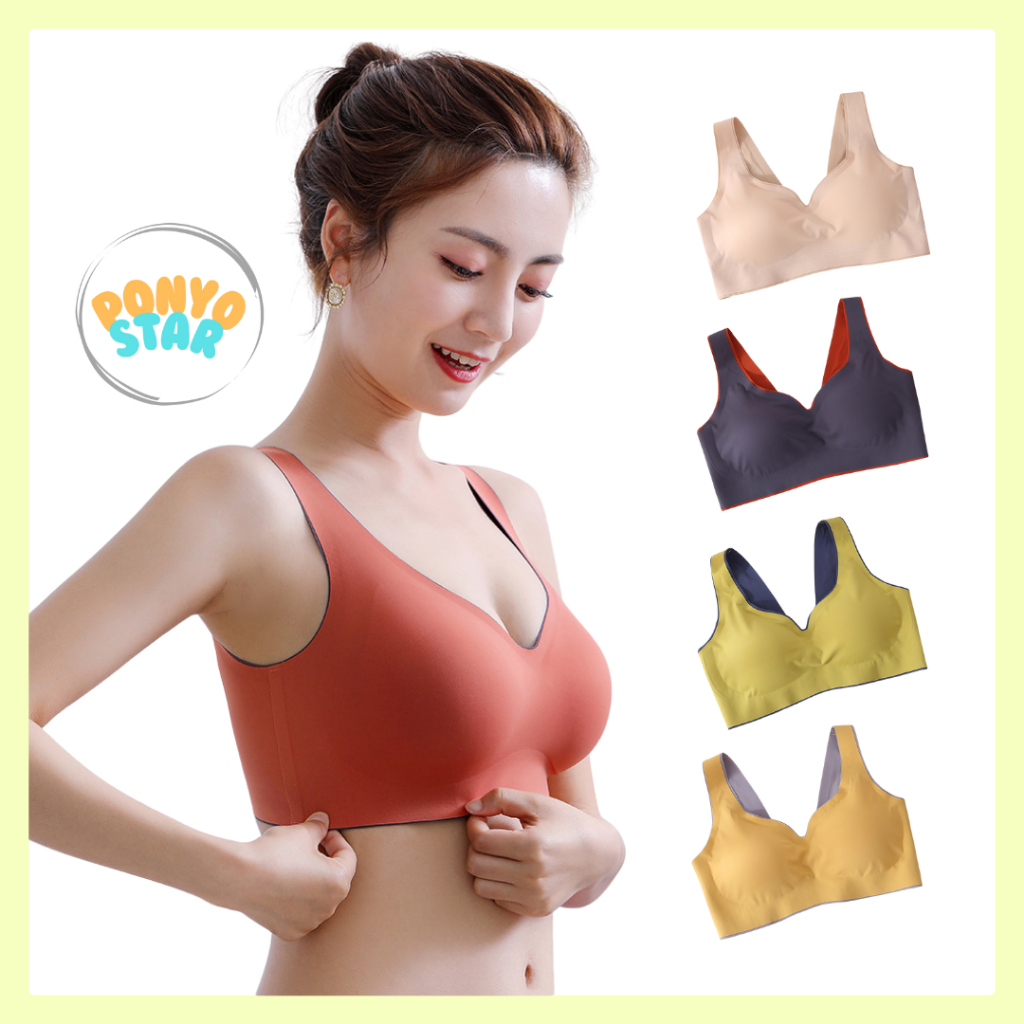 241 Bra Seamless Motif Cantik Sexy Wanita Bh Sport Cup Latex Lembut A B C Jumbo Beha Anti Nyeplak Je