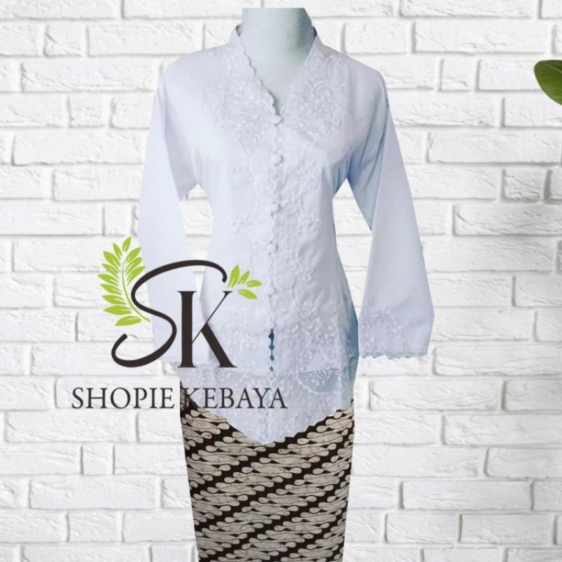S4 SHOPIE KEBAYA..KEBAYA ENCIM BORDIR MODERN - PUTIH BERSIH