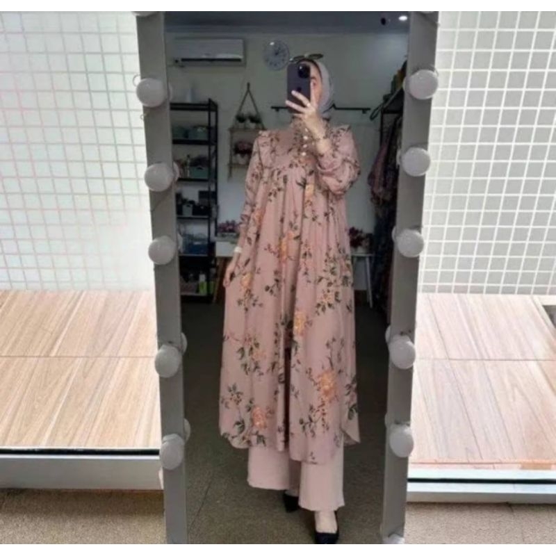 Setelan Long Tunik dan Celana Terbaru Wanita Dewasa//Setelan Long Tunik Celana kulot