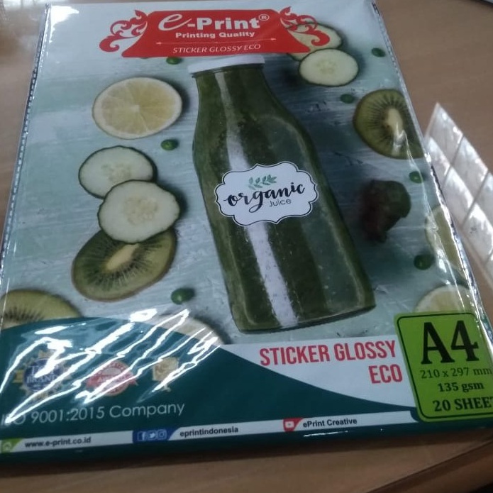 

Extra Kes Glossy Sticker Eco eprint A4 135gsm Eco Glossy Sticker Paper