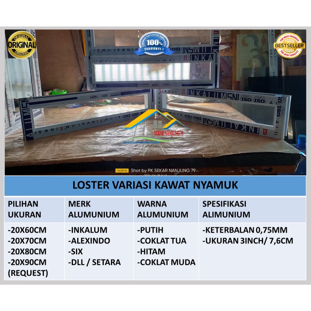 LOSTER ATAU LOBANG ANGIN ALUMUNIUM VARIASI KAWAT NYAMUK