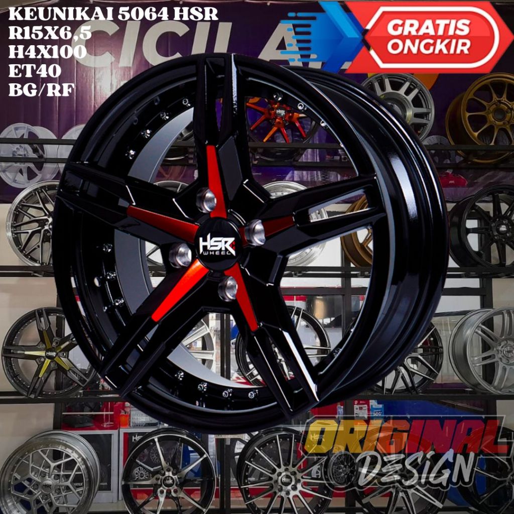 Velg Mobil Ring 15 HSR KEUNIKAI R15 LEBAR 6,5 LOBANG BAUT 4 ET40 BG/RF