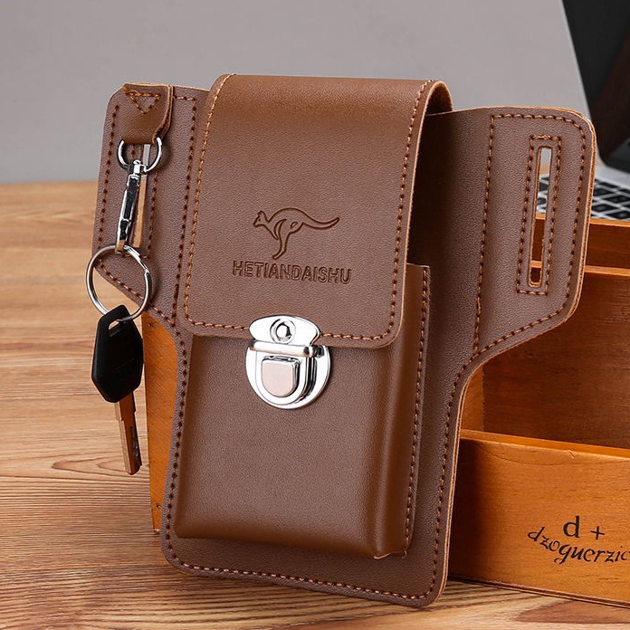 PROMO Tas Pinggang Kulit Pria Tas Hp Cowok 7211