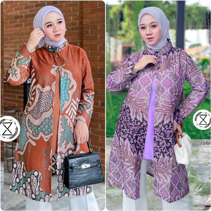 Batik kantor modern | Atasan tunik wanita | Batik tunik wanita modern | Baju batik wanita