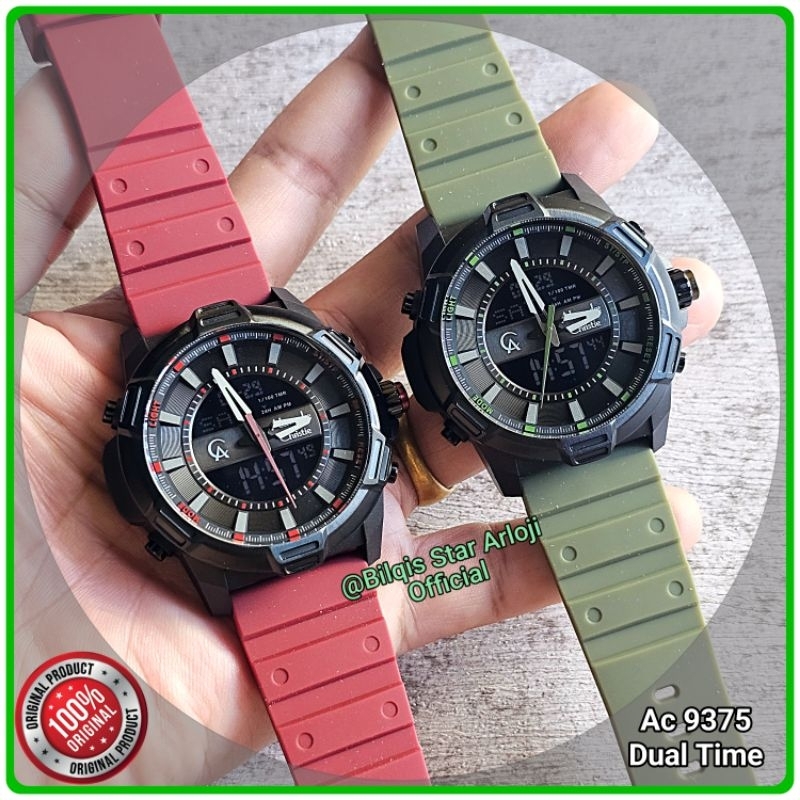 Jam Tangan Alexandre Christie Ac 9375 MH Dual Time Tali Karet Original