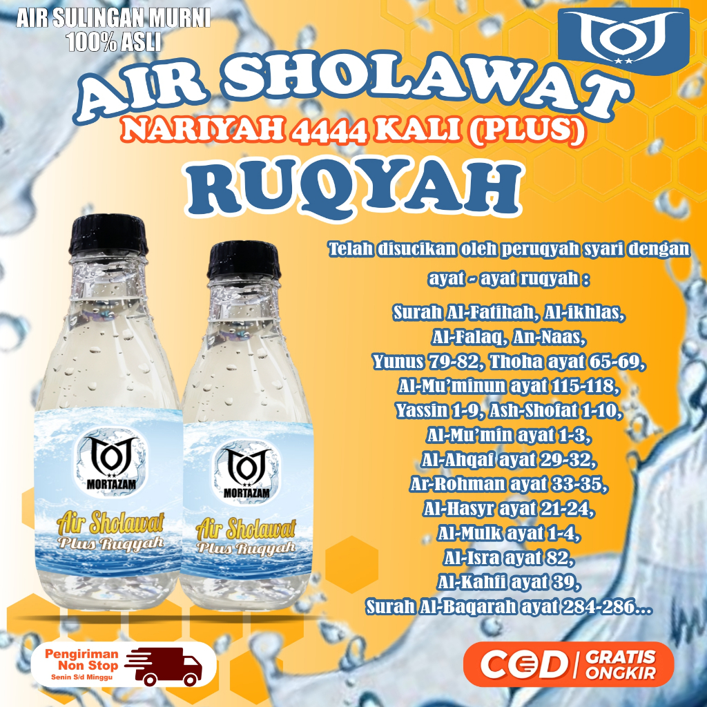 

AIR SHOLAWAT PLUS RUQYAH MORTAZAM - MENCEGAH DAN MENYEMBUHKAN SEGALA MACAM PENYAKIT LUAR MAPUN DALAM