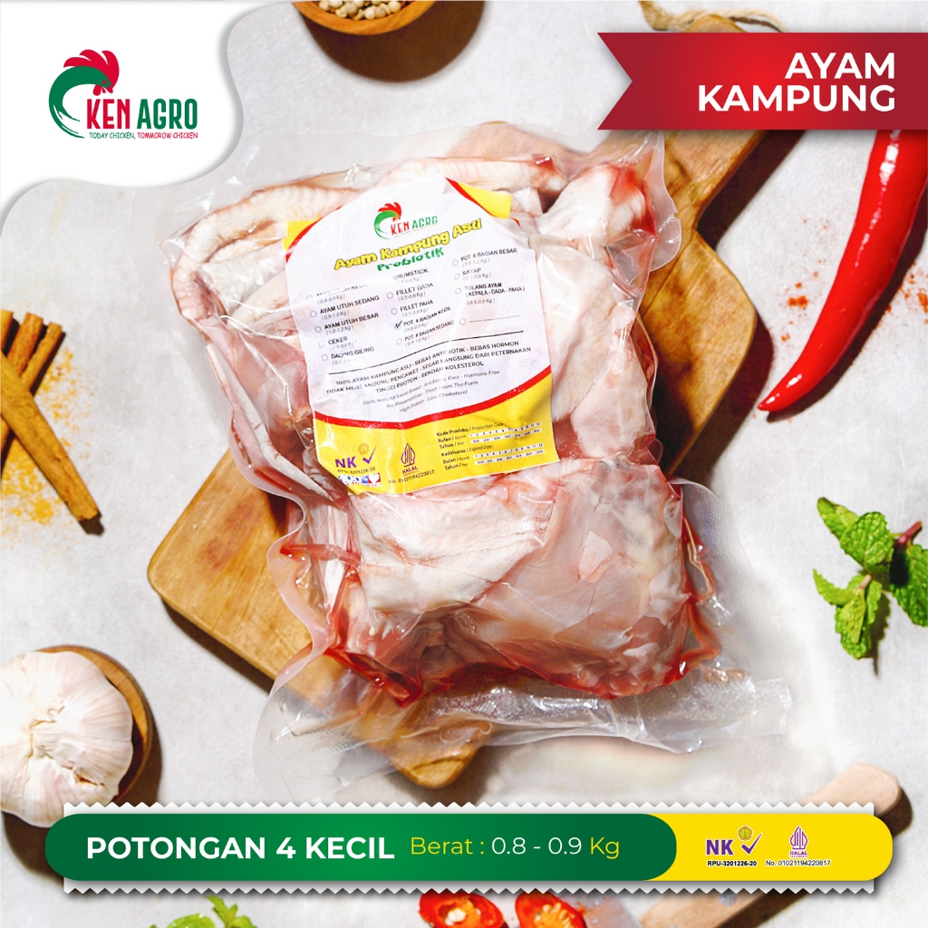 

Ken Agro Ayam Kampung Probiotik Potongan 4 Kecil S 0.8-0.9 kg Frozen