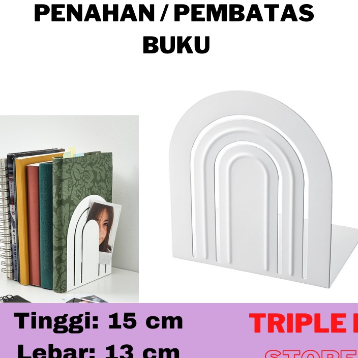 

Sale Penahan Sandaran Penyangga Pembatas Buku Baja 15 x 13 cm Putih