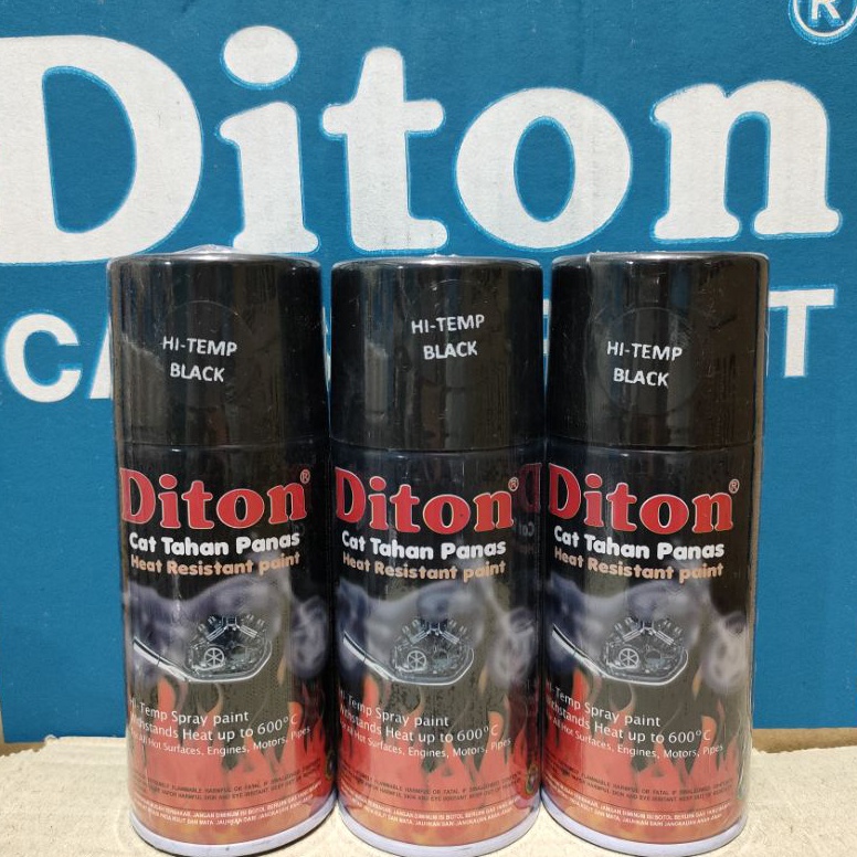 Oke Pr Pilok Pilox Cat DITON HITEMP Black Anti Panas Tahan Panas Warna Hitam 15cc Cat Semprot Diton 