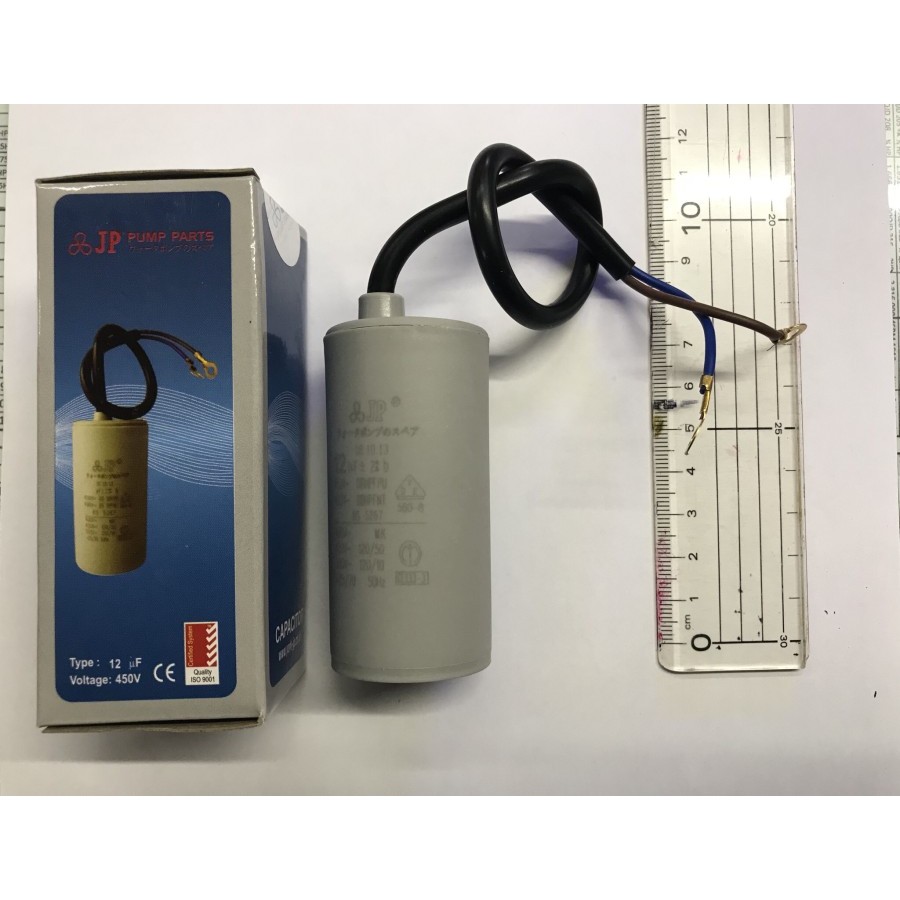 Kapasitor 12 UF - KAPASITOR 12 mf uf bulat kabel JP 450 volt capasitor Kapasitor pompa air 12 uf
