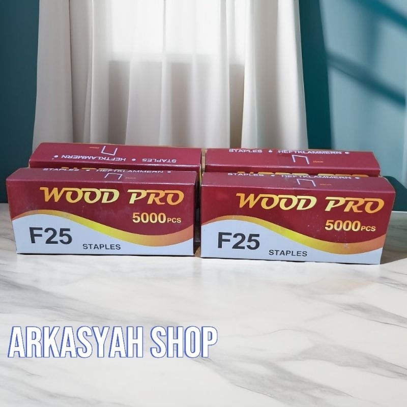

4 PCS WOOD PRO ISI STAPLES MESIN PAKU TEMBAK F25 LURUS MATA AIR NAILER NAIL GUN ANGIN STEPLES