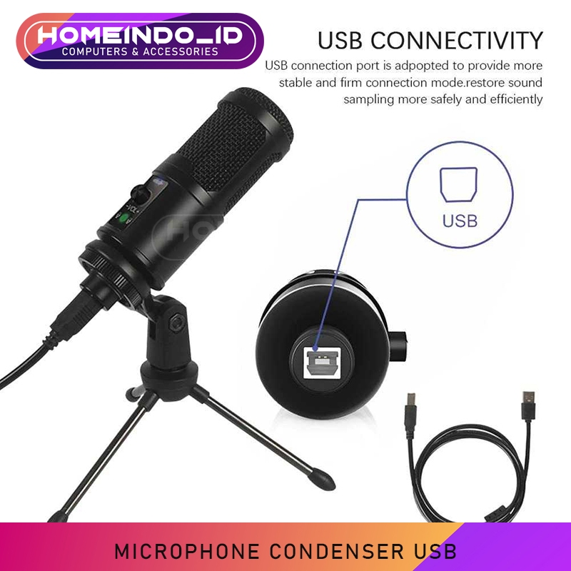 Marsnaska Microphone Condenser USB DJ Live Recording with Stand
