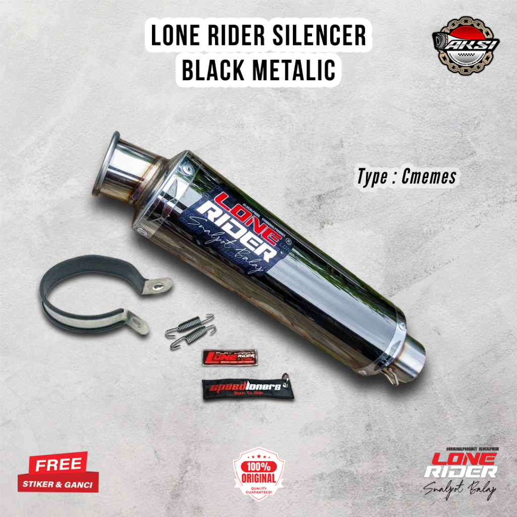 ORIGINAL LONE RIDER Silencer Cmemes Black Metalic  - Knalpot Racing Lone Rider