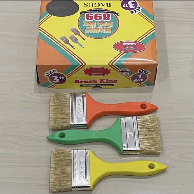 

Kuas cat paint brush king 899 3inci gagang pvc plastik bulu putih 3 inci brushking 3”