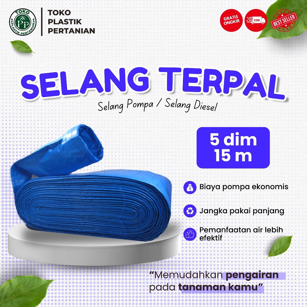 Selang Terpal Plastik 5 Dim 25 cm Panjang 15 Meter