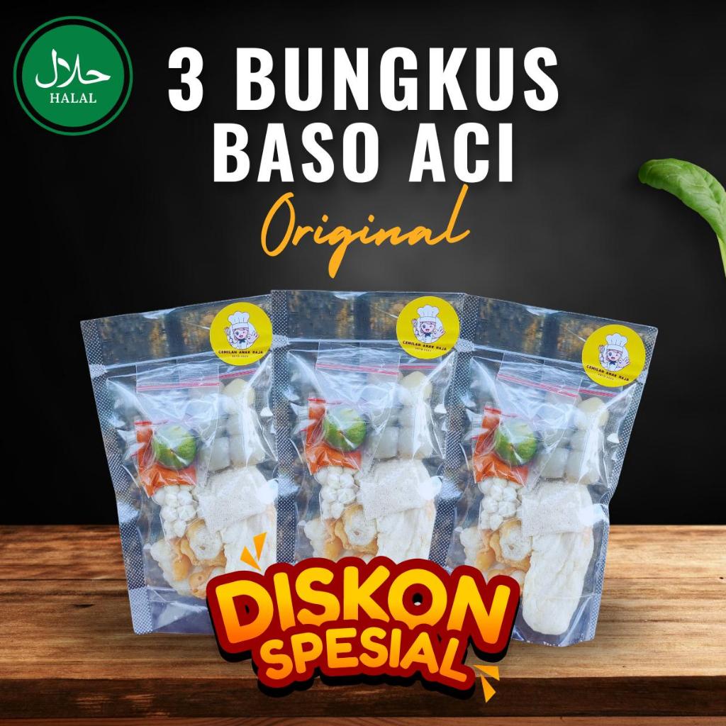 

3 BUNGKUS BASO ACI ORIGINAL PAKET HEMAT - CEMILAN ANAK RAJA BASO ACI INSTAN PREMIUM