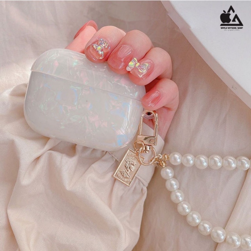 Premium Silikon Case Apple AirPods Motif Shell Pattern + Tali Mutiara Silicone Earpods Inpods Earpho