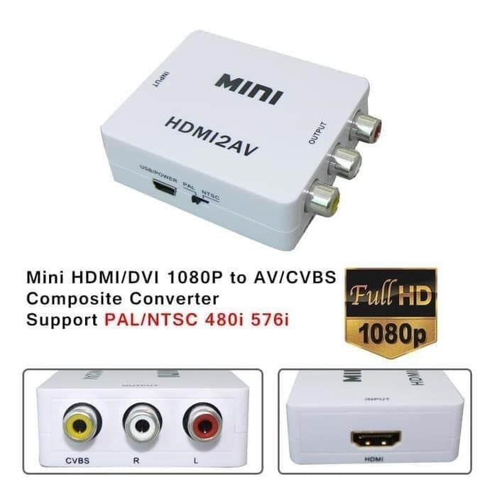 Konverter HDMI To AV RCA Converter Adapter - Mini Box HDMI2AV RCA Converter Adapter HDMI to RCA