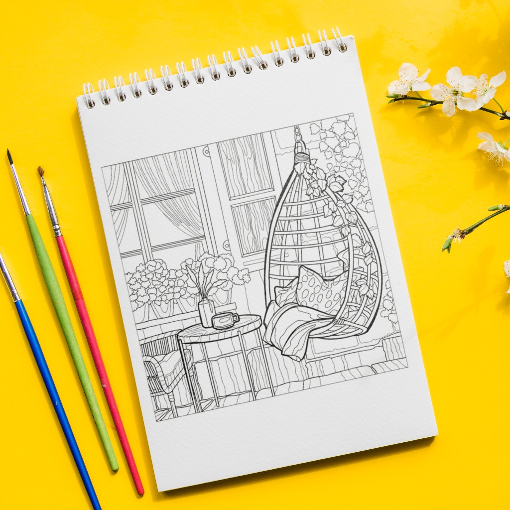 

Adn Coloring Book Cozy Interior Edition - Aesthetic Interior - Buku Mewarnai Dewasa