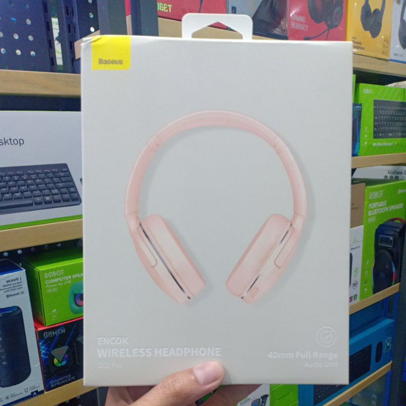 headphone bluetooth baseus encok D02 pro headset wireless pink