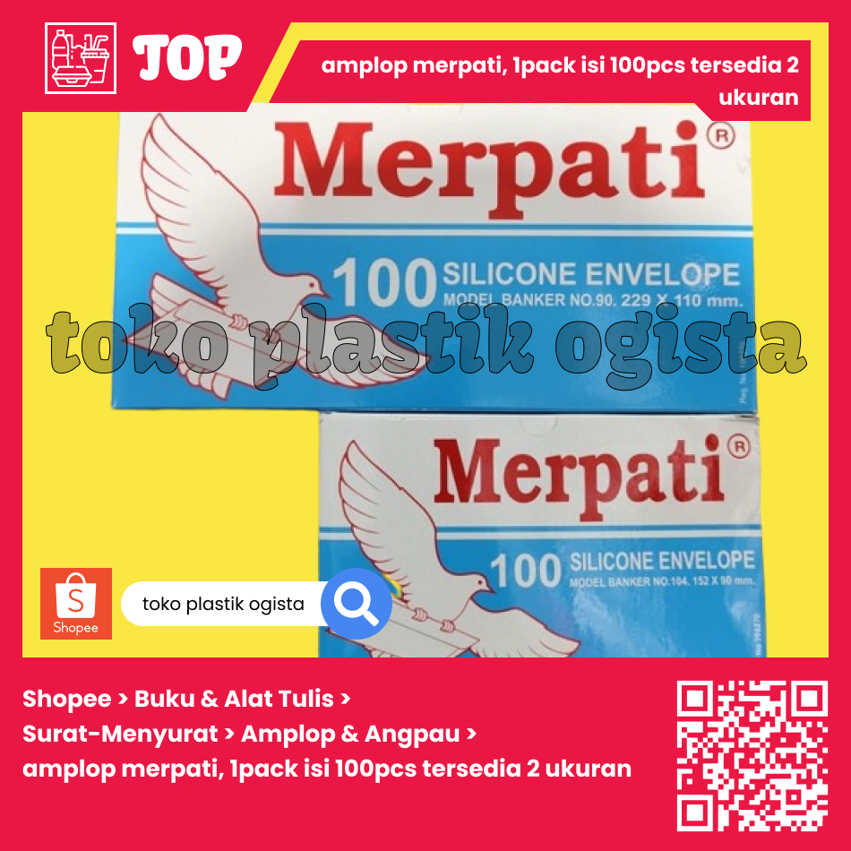 

amplop merpati, 1pack isi 100pcs tersedia 2 ukuran