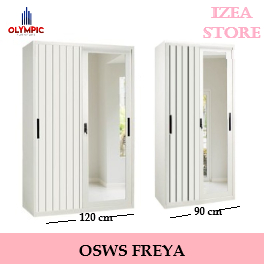 Lemari Pakaian Besi Sliding 2 Pintu /Lemari Baju Besi Minimalis Putih /OSWS FREYA