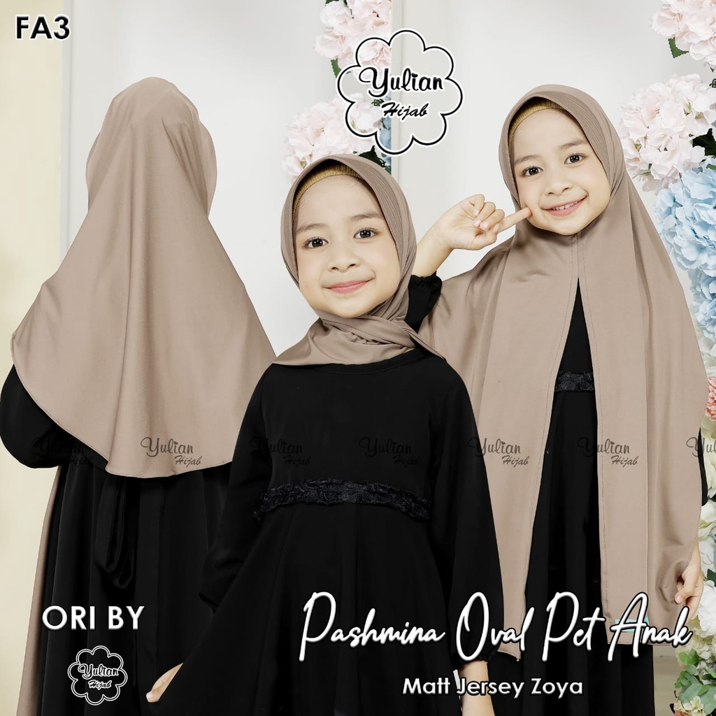 Yulian - Hijab Kerudung Pashmina Azkia Instan Jilbab Anak Oval Pet Jersey Zoya