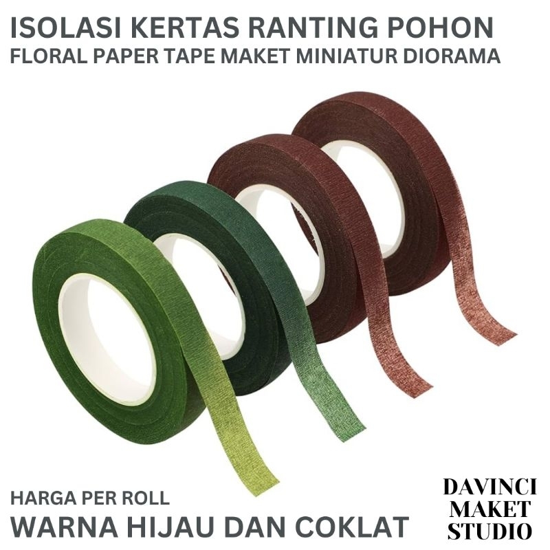 

Isolasi Floral Coklat Hijau Pembuat Batang Pohon Maket Miniatur Diorama - Brown Green Flora Tape Selotip Solatip Isolatip