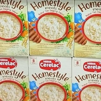 

NESTLE CERELAC HOMESTYLE BUBUR TIM AYAM WORTEL/DAGING SAYUR/ATI AYAM 100G