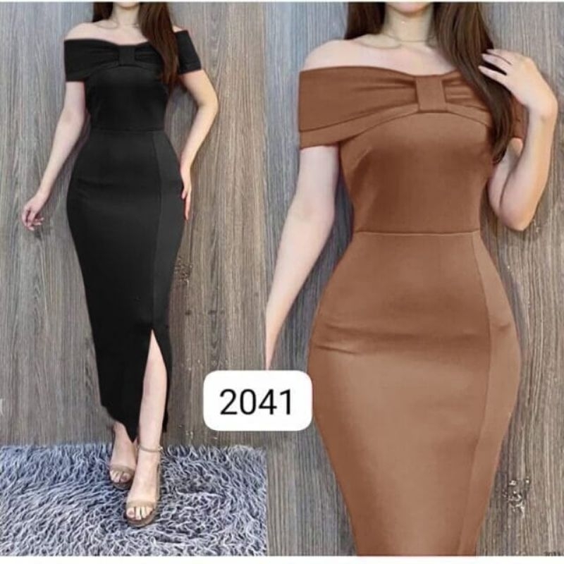 2041- DRESS SABRINA SCUBA MODEL ROK BELAH