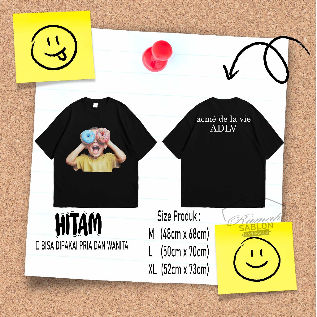 Kaos ADLV Baby Face Donuts Black Unisex