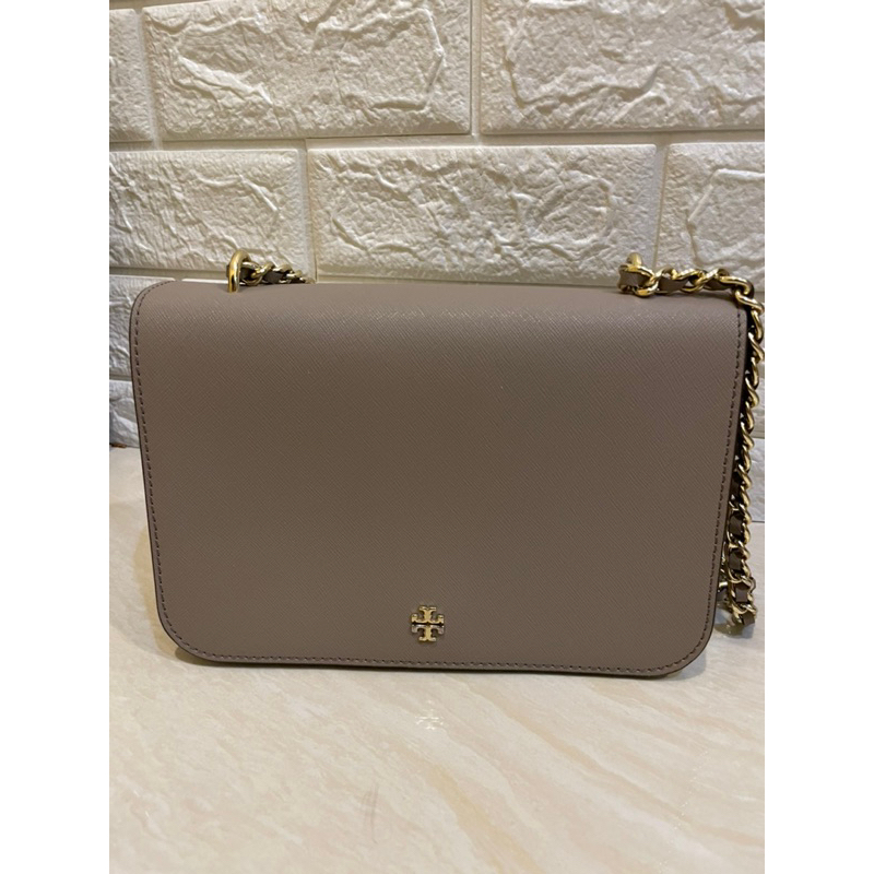 Tory Burch Emerson Adjustable Shoulder Bag French Grey (100% ori)