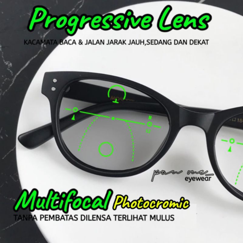 Kacamata Progresif Photocromic Pria/Wanita | Kacamata Baca Dan Jalan Photocromic | Kacamata Double F