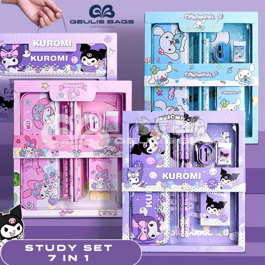 

GEULIS BAGS Studen Set Alat Tulis Sekolah Karakter Kuromi Cinamonrol My Melody 7 In 1
