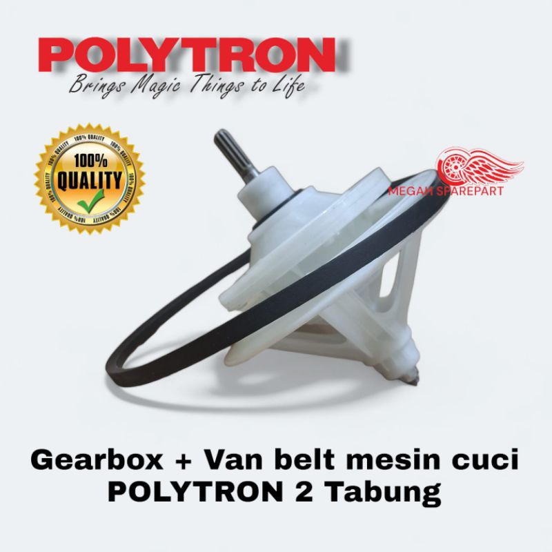Gearbox + Vanbelt mesin cuci POLYTRON 2 TABUNG PULLY Besar 2 Tabung