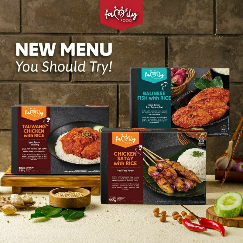 

Family Food Indonesia Ready To Eat - Ikan Bumbu Bali, Ayam Taliwang, Sate Ayam 320gr
