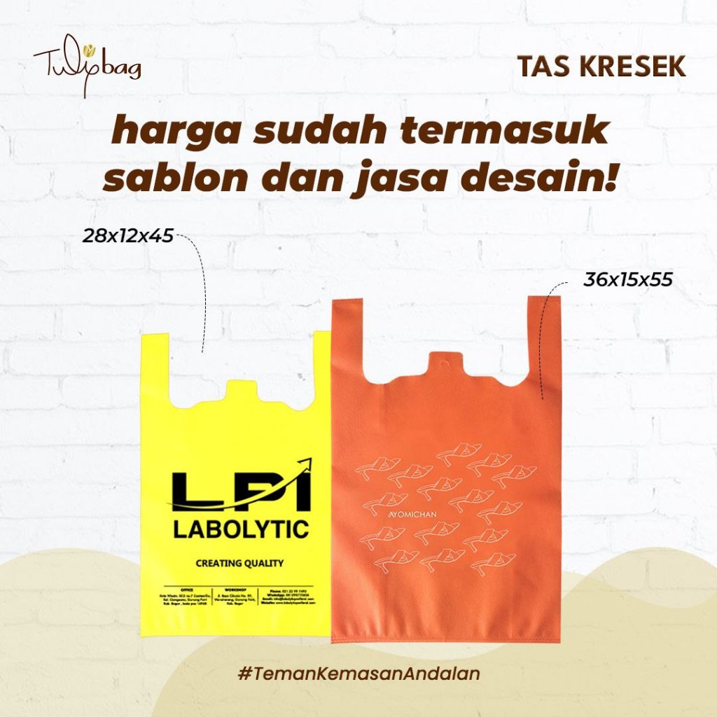 

Tulip - Goodie Bag Kresek custom sablon 28x45x12 free desain
