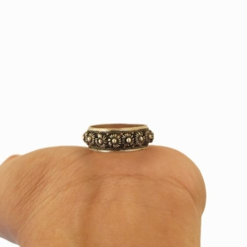 Ring Cincin Silver Perak Bali Asli 925 Bunga Paya Tebal Bakar Pria Wanita